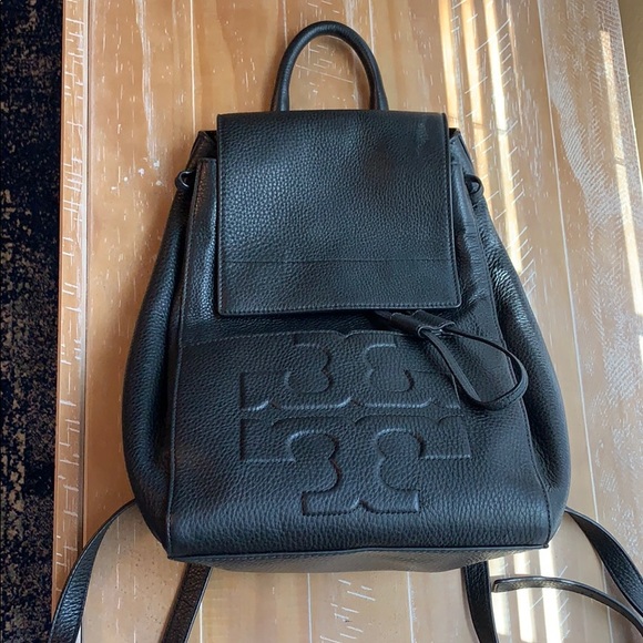 Tory Burch Handbags - Tory Burch Bombe T Logo Flap Leather Backpack